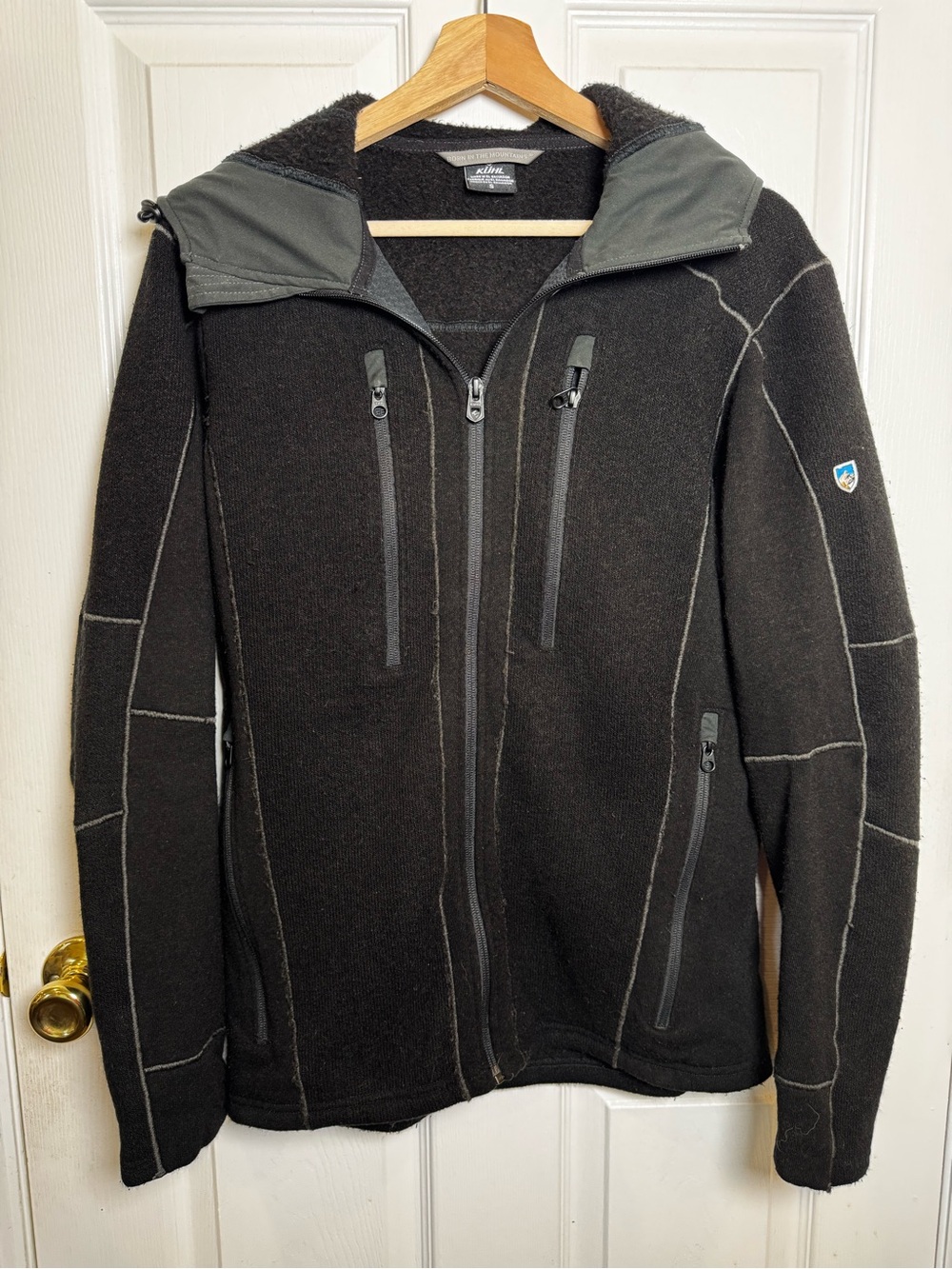 KÜHL Black Wool Blend Full Zip Hooded Outdoor Jacket Small Gorpcore
